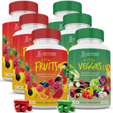 (6 Pack) Vital Fruits and Veggies Supplement Whole Food Red & Green Superfoods Non GMO Vegan Friendly 540 Veggie Capsules 6 Bottles