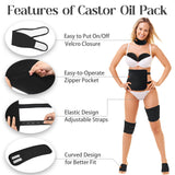 8pcs Castor Oil Pack Wrap, Reusable Castor Oil Organic Cotton Pack Liver Detox Insomnia Constipation and Inflammation for Neck Arms Waist Knee with Adjustable Elastic Strap
