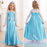 Luzlen Snow Princess Costume for Toddler Girls Kids Blue Princess Dress Up with Wig Halloween Birthday Cosplay Outfits, 4-5T(Tag 120)