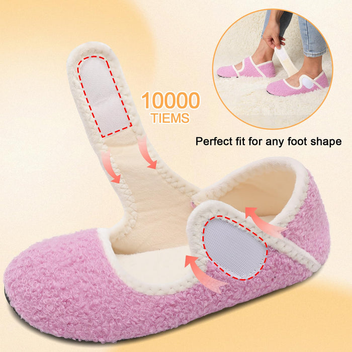 Barefoot Slippers Elderly Women Senior Mom Diabetic Slippers Slip On Woman's Slippers Indoor Bootie Slippers Women for Summer Fall Winter Purple Size