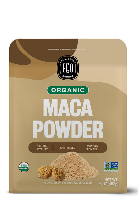 FGO Organic Peruvian Maca Root Powder, 1 Pound / 16oz Bulk Resealable Pouch, Sourced from Peru, Packaging May Vary (Pack of 1)