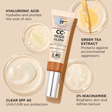 IT Cosmetics CC+ Nude Glow Lightweight Foundation + Glow Serum with SPF 40 - With Niacinamide, Hyaluronic Acid & Green Tea Extract - Medium - 1.08 fl oz