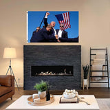 Pro Trump 2024 Flag 3X5 Ft Pennsylvania Fight Trump Rally Shooting Attempt Assasination Trump Election Flags - Trump Survived "I'LL NEVER STOP FIGHTING TO SAVE AMERICAS" Bannar for Indoor Outdoor Trump Fist Pump Fight Tapestry