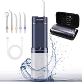 Portable Water Flosser Professional for Teeth Cleaning with 5 Pressure Modes, Over 320ML Removable Water Tank, Type C Rechargeable Oral Irrigator with 5 Jet Tips, Waterproof Travel Case Blue