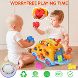 Toy Cars for 1 Year Old Boy Gifts Baby Toys 12-18 Months, Musical Learning Toys for Toddlers 1-3, Educational Baby Bus with Animal Blocks, Christmas Birthday Gift for 1 2 3 4 Year Old Boys Girls Kids