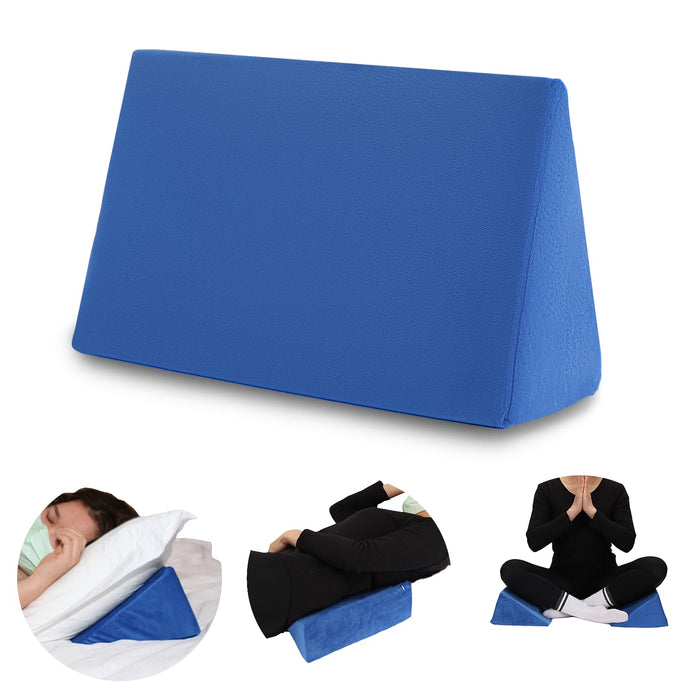 Small Wedge Pillow, Wedge Pillow for Bed Sores, Positioning Pillow, Positioning Wedge, Mini Pillow for Laptop and Yoga, Small Foam Wedge for Chair (1 Unit, Blue)