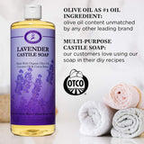 Carolina Lavender Castile Soap Liquid – Skin-Softening Olive Oil Soap Organic Body Wash – Pure Castile Soap Lavender Liquid Soap – Vegan Castille Soap Liquid (Lavender, 32 ounces)