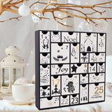 Juegoal Black Advent Calendar, 11.8 Inch Christmas Wooden Advent Calendar with 25 Large Drawers, Christmas Countdown Calendar 2024, Premium Wood Hand Painted Refillable Advent Cute Holiday Decoration