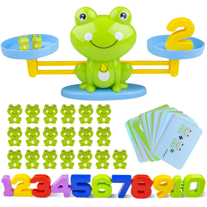 INPHER Frog Balance Math Game, 85 Piece Kids Kindergarten Toddler Learning Games Preschool Learning Activities Educational Toys for 3 4 5 6 7 Year Old STEM Montessori Number Counting Toy