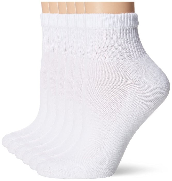 Hanes Ultimate womens 6-pack Ankle athletic socks, White, Shoe Size 5-9 US