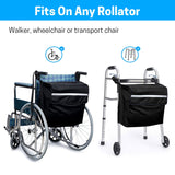 SWISSELITE Wheelchair Bag,Wheelchair Backpack Bag,Wheel Chair Storage Tote Accessory-Large Capacity with Reflective Stripe for Walker Rollator Wheelchair Transport Chair
