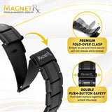MagnetRX® 3X Strength Magnetic Bracelets for Men – Effective Titanium Mens Magnetic Bracelet – Premium Fold-Over Clasp & Adjustable Length with Sizing Tool & Gift Box (Black)