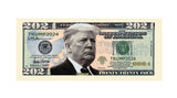 Donald Trump 2024 Re-Election Limited Edition Novelty Dollar Bill - Pack of 25 - Full Color Front & Back Printing with Great Detail. Make American Great Again.