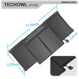 Techowl A1466 Battery A1405 A1496 Battery for MacBook Air Battery Replacement 13 inch A1466 (2012-2017) A1369 (2010-2011) - [7.6V 55Wh 7200mAh with Warranty]