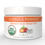 KOYAH - Organic Natural Vitamin C (500 mg or 556% DV) Powder from Freeze-dried Whole Acerola Fruits: 60 Servings (1 Scoop = 500 mg Vitamin C or 6 Acerola fruits) Certified Organic and Non-GMO (180 g)