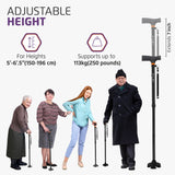 Allay Walking Cane for Men & Women - Foldable, Adjustable, Collapsible Walking Canes for Seniors Balance, Free Standing, Pivot Tip, Heavy Duty, with Travel Bag | Walking Sticks for Seniors & Adults