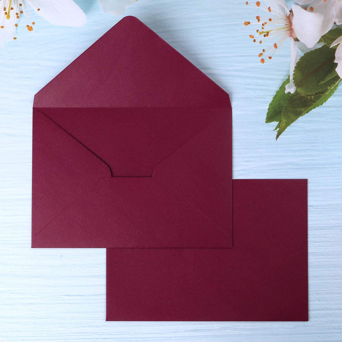 PONATIA 50 PCS/Pack A7 Envelopes, 5.25 x 7.5'' Shiny Burgundy Envelopes, 5x7 envelopes Perfect for Wedding Invitation Cards, Greenting Cards, Christmas Gift Cards Envelopes