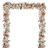 DearHouse 2 Pack Fall Garland Maple Leaf, 5.9Ft/Piece Hanging Vine Garland White Autumn Foliage Garland Thanksgiving Decor for Home Wedding Fireplace Party Christmas (White&Orange)