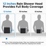 G-Promise All Metal 12 Inch Rain Shower Head with 15" Adjustable Extension Arm | High Pressure Rainfall Showerhead | Luxury Modern Look Square Large Waterfall Showerhead (Matte Black)