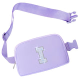 COSHAYSOO Purple Belt Bag Crossbody Initial Fanny Waist Pack Preppy Cute Trendy Gifts for 5 6 7 8 9 10 11 12 13 14 Year Old Girls Preteen Tween Teen Birthday Christmas Valentines Easter Letter I