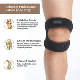 Rebomer Patella Knee Strap, Adjustable Knee Brace (3D Silicone Insert) for Men & Women, Knee Joint Pain Prevention & Relief & Patella Stabilizer Support for Running, Riding, Football, Hiking.