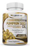 Pumpkin Seed Oil - 100% Cold Pressed Pure 1000mg Extraction - Best for Hair Growth, Younger Looking Skin & Face, Bladder Control Supplement, 60 Softgels