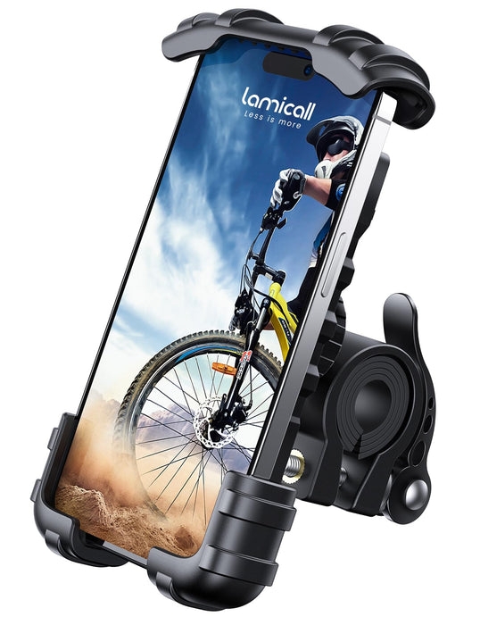 Lamicall Bike Phone Holder, Motorcycle Mount - Motorcycle Phone Holder, Handlebar Cell Phone Clamp, Scooter Phone Clip Gifts for iPhone 17 Air Pro Max, 16 15 Plus, S20, 4.7 to 6.8" Smartphones