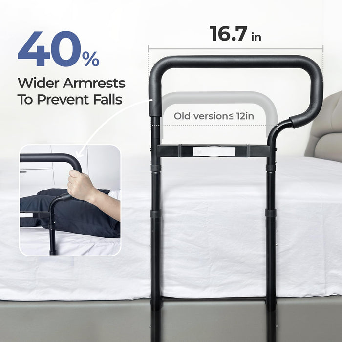 nimood C1 PRO Bed Rails for Elderly Adults Safety with Motion Light, Non-Slip Handle, Adjustable Bed Railings for Seniors, Bed Cane Fits Any Bed, Making Getting in, Out of Bed Much Easier (Safety Kit)