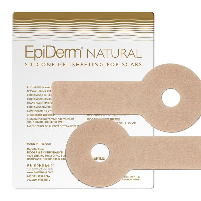 Biodermis Epi-Derm Areopexy Silicone Scar Sheets for Breast Augmentation, Professional Scar Patches in Lollipop Configuration, Ideal for Lejour Technique, Cut-to-Size, Pair - 1 Pair, Natural