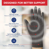 Doctor Developed Arthritis Gloves - Full Finger Compression Gloves for Raynauds & Hand Pain - Compression Gloves for Arthritis for Women & Men, Carpal Tunnel Gloves With Doctor Handbook (full-length, M, Grey)