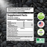 Organic Black Seed Oil Capsules - 3 Month Supply - 180 Count (2000mg Per Serving) High Potency, Organic Cold Pressed Nigella Sativa Oil (Non-GMO)