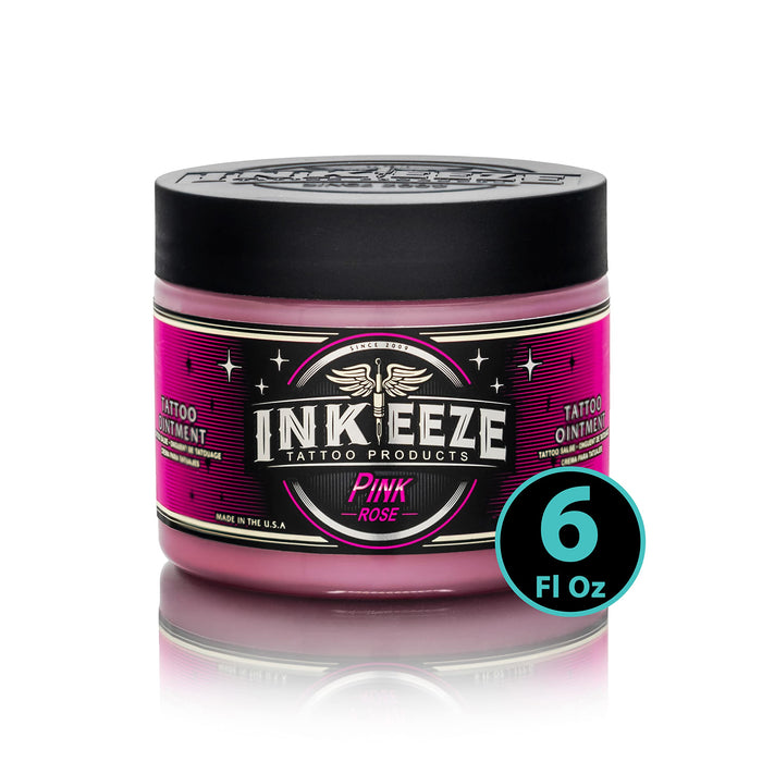 INK-EEZE Pink Tattoo Ointment for Artists and Aftercare, Essential Oils, Vegan, Cruelty Free, Made in USA, Bubble Gum, 6oz