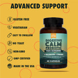 Natural Rhythm Digestive Calm Probiotic (Plus L-Glutamine) 25 Billion CFU and 13 Strains. - Natural Support for Better Digestion - for Bloating & Constipation + Gas Relief & Leaky Gut - 60 Capsules.