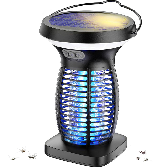 OnBeam Solar Bug Zapper Outdoor, Mosquito Zapper Outdoor Waterproof Electric Fly Zapper Rechargeable Mosquito Killer with Solar Panel, 4200V Fly Trap Indoor for Home Backyard, Patio, Garden, Camping