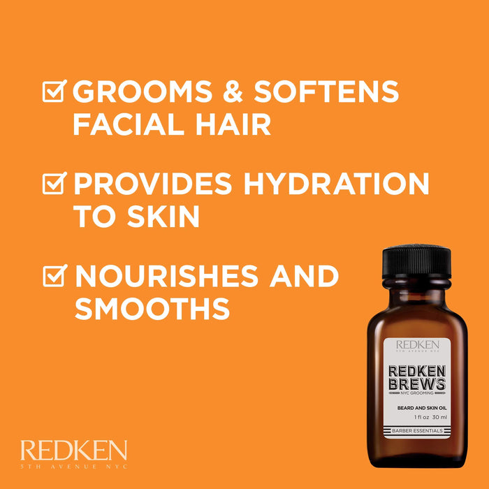 REDKEN Brews Beard and Skin Oil for Softness 1 oz