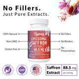 Liposomal Saffron Supplements - 100% Pure Saffron Extract 88.5 mg, Better Bioavailability - 120 Veggie Capsules, Made in USA