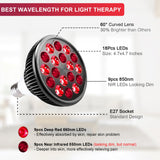 wolezek Red Light Therapy with Stand for Face and Body, New 18 LEDs Red Light Therapy Lamp with 660nm Red and 850nm Near-Infrared Combo Wavelength Bulb, Included 15"-61" Adjustable Tripod