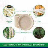 JOLLY CHEF Compostable Heavy Duty Plates 9 Inch [150 Pack] Eco-Friendly Disposable Natural Paper Plates Bagasse Biodegradable Plates Bulk for Party Dinner Sugarcane Fibers Round Plates(Brown)