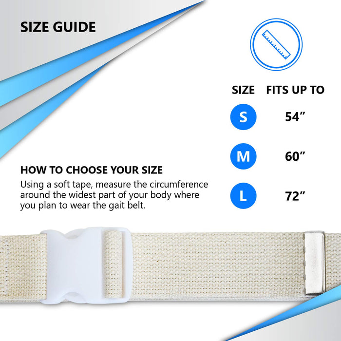 NYOrtho Plastic Buckle Gait Belt - Adjustable Machine Washable Strong and Durable Material Latex Free, Pastel, 54"