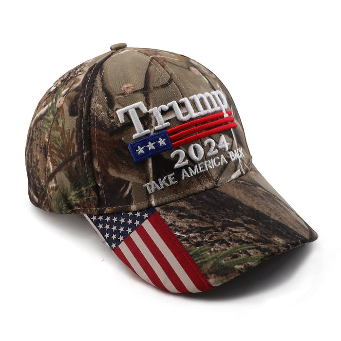 Trump 2024 MAGA Hat and Trump Flag Set, Trump 2024 Hat Take America Back Baseball Cap