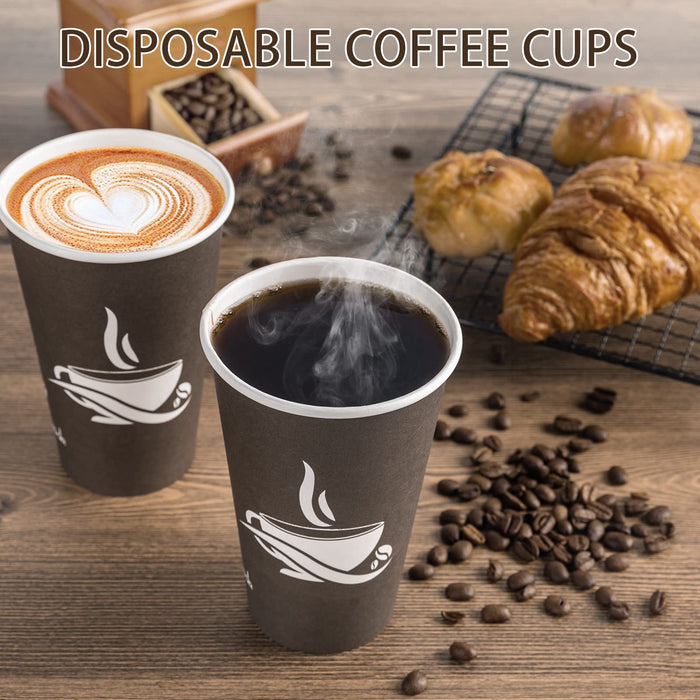 LITOPAK 210 Pack 16 oz Paper Cups, Disposable Coffee Cups, Paper Drinking Cups, Brown Disposable Cups, Paper Hot Coffee Cups, Paper Coffee Cups for Party, Picnic, Travel, and Events