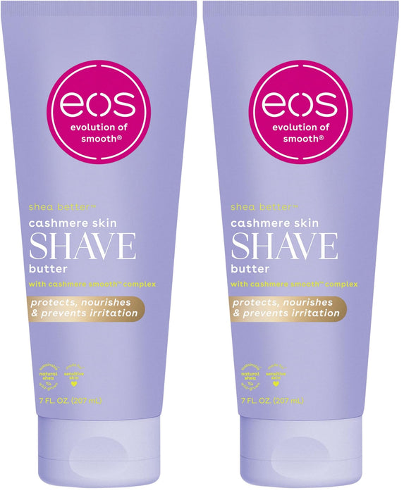 eos Cashmere Skin Collection Shave Butter- Vanilla Cashmere,Non-Foaming,Moisturizing,Prevents Razor Burn,Shave Cream for Women,eos-Shave Cream,7 fl oz,(Pack of 2)