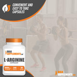 BULKSUPPLEMENTS.COM L-Arginine 5000mg Capsules - Arginine Supplement, Nitric Oxide Supplement, L Arginine Capsules - Gluten Free, 8 Capsules per Serving, 240 Capsules (Pack of 1)