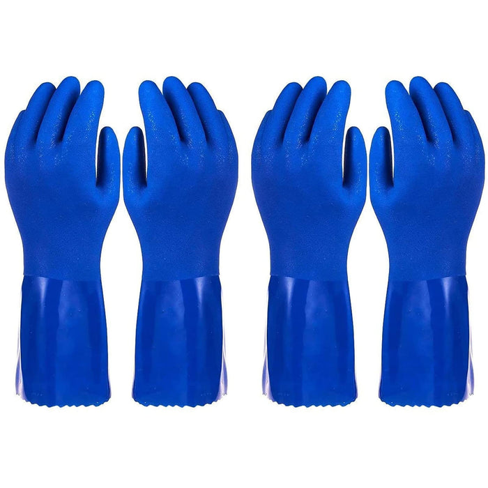 Juvale 2 Pairs Heavy Duty Rubber Cleaning Gloves for Kitchen, Household, Dishwashing, Reusable and Cotton Lined (Small Size, Blue)