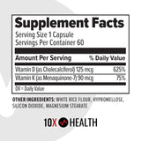 10X Health D3 & K2 Supplement - Essential Vitamins for Daily Wellness - 60 Capsules