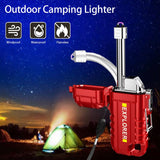 Waterproof Electric Lighter with 360°Flexible Long Neck, Outdoor Windproof Arc Lighter USB Rechargeable Flameless Plasma Cool Lighters for Outdoor & Kitchen(Red)