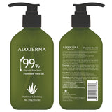 Aloderma 99% Organic Aloe Vera Gel Made within 12 Hours of Harvest - Pump Bottle - Lightweight Aloe Gel for Face and Body, Soothing and Hydrating Sunburn Relief, Great for Scalp & Hair, 3btls x 10.6oz