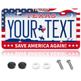 Trump 2024 License Plate Frame, Save America Again! Stainless Steel Car License Plate Cover Holder Car Frame Decoration with Screws 12.3" x 6.3"for US Standard Vehicle Size (American Flag)