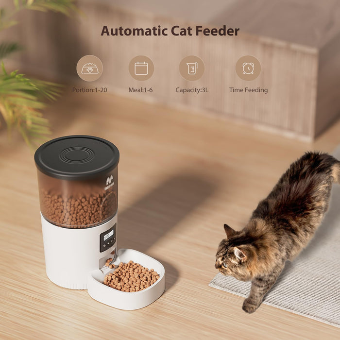 IMIPAW Automatic Cat Feeders, 3L Timed Cat Dry Food Dispenser, Dual Po